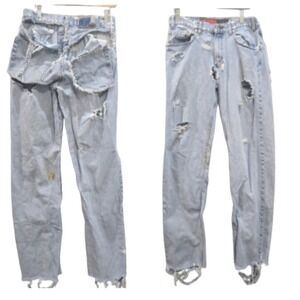 Vintage Levis SilverTab Loose Jeans Trashed Distressed Destroyed 90s Baggy Denim